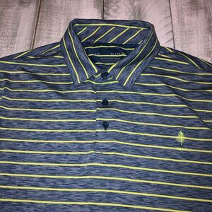Under Armour Polo Shirt Mens Extra Large Blue Striped Logo Sports Outdoor